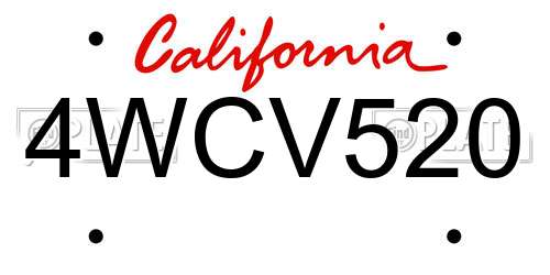 4WCV520 California License Plate