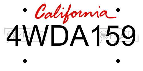 4WDA159 California License Plate