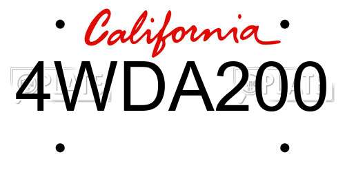4WDA200 California License Plate