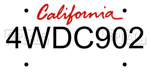 4WDC902 California License Plate