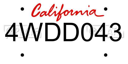 4WDD043 California License Plate
