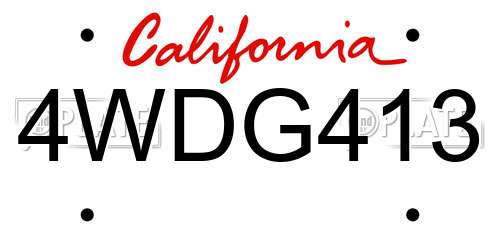 4WDG413 California License Plate