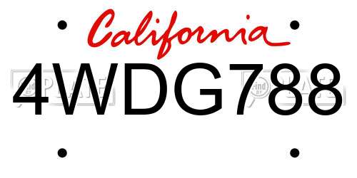 4WDG788 California License Plate