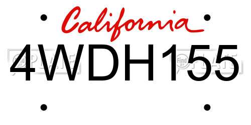 4WDH155 California License Plate