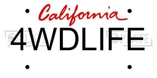 4WDLIFE California License Plate
