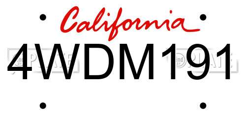 4WDM191 California License Plate