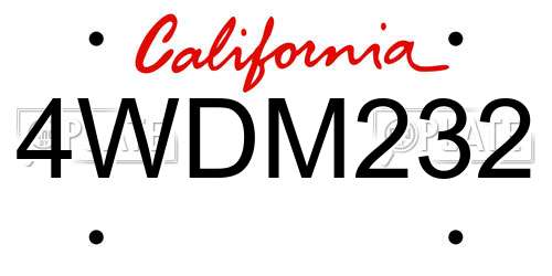 4WDM232 California License Plate