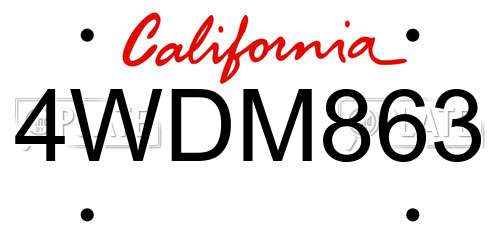 4WDM863 California License Plate