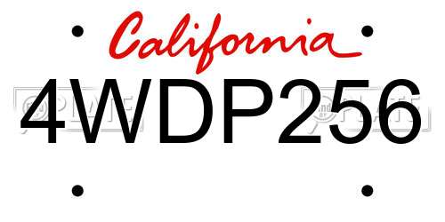 4WDP256 California License Plate