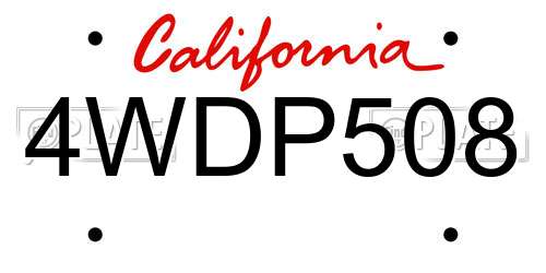 4WDP508 California License Plate