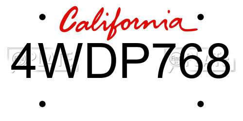 4WDP768 California License Plate