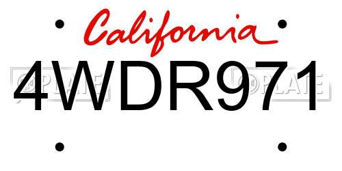4WDR971 California License Plate