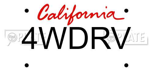 4WDRV California License Plate