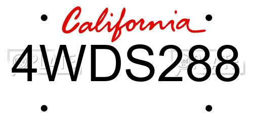 4WDS288 California License Plate