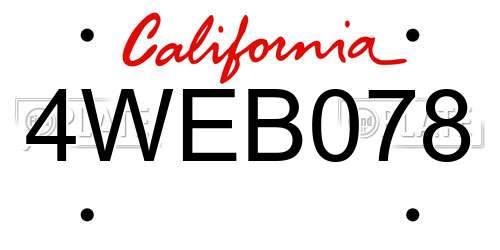 4WEB078 California License Plate