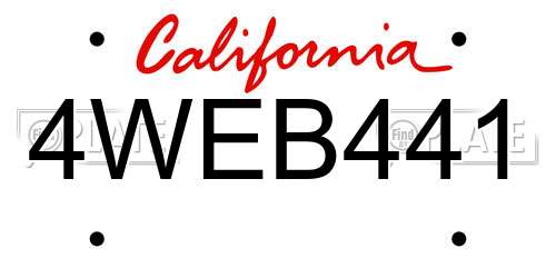 4WEB441 California License Plate