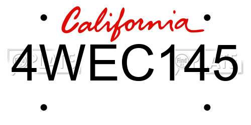 4WEC145 California License Plate