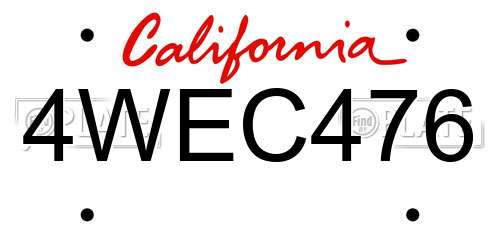 4WEC476 California License Plate