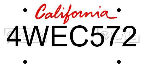 4WEC572 California License Plate