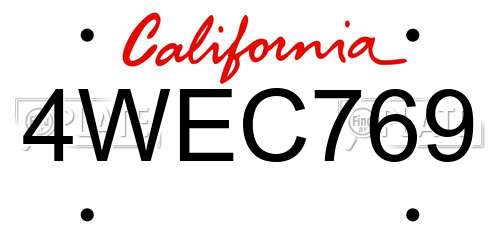 4WEC769 California License Plate