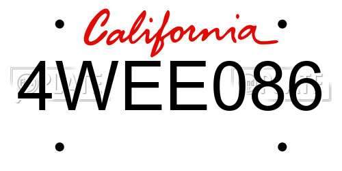 4WEE086 California License Plate