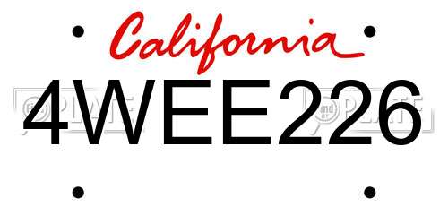 4WEE226 California License Plate