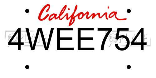4WEE754 California License Plate