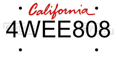 4WEE808 California License Plate