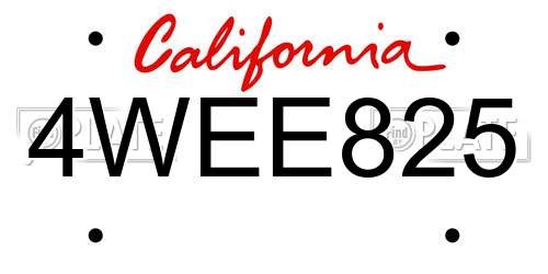 4WEE825 California License Plate