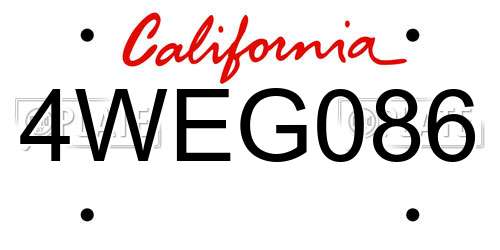 4WEG086 California License Plate