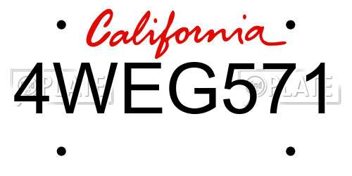 4WEG571 California License Plate
