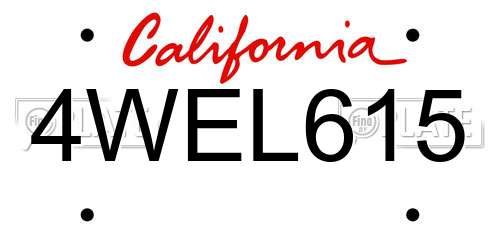 4WEL615 California License Plate