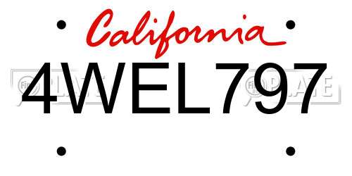 4WEL797 California License Plate