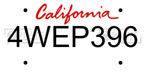 4WEP396 California License Plate