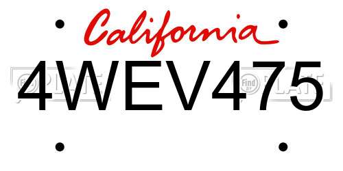 4WEV475 California License Plate