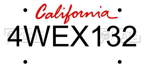 4WEX132 California License Plate