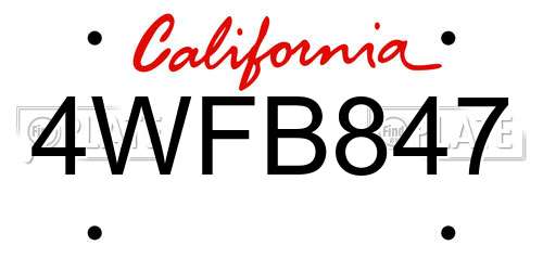 4WFB847 California License Plate