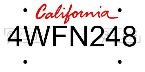 4WFN248 California License Plate