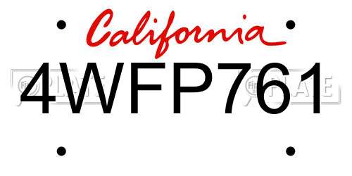 4WFP761 California License Plate