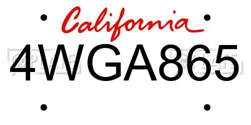 4WGA865 California License Plate