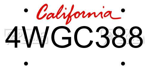 4WGC388 California License Plate