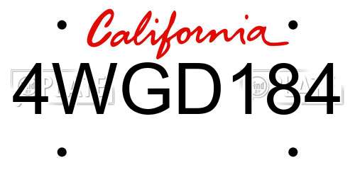 4WGD184 California License Plate