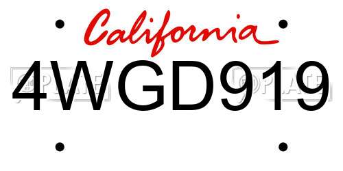 4WGD919 California License Plate