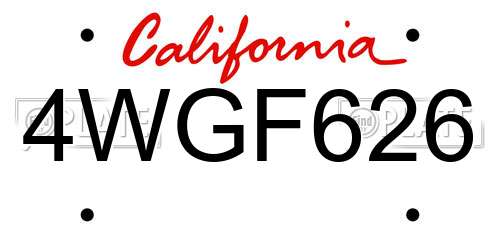 4WGF626 California License Plate