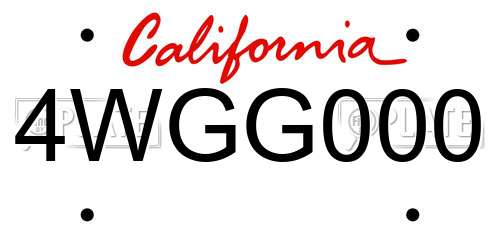 4WGG000 California License Plate