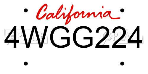 4WGG224 California License Plate