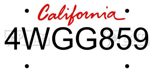 4WGG859 California License Plate