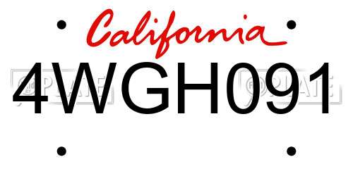 4WGH091 California License Plate