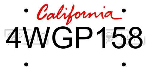 4WGP158 California License Plate