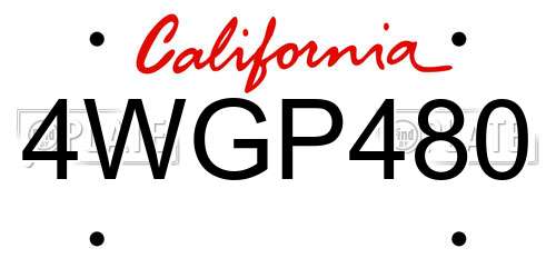 4WGP480 California License Plate
